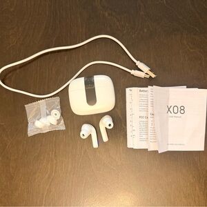 X08 Tagry Wireless Earbuds with Charging Case - White